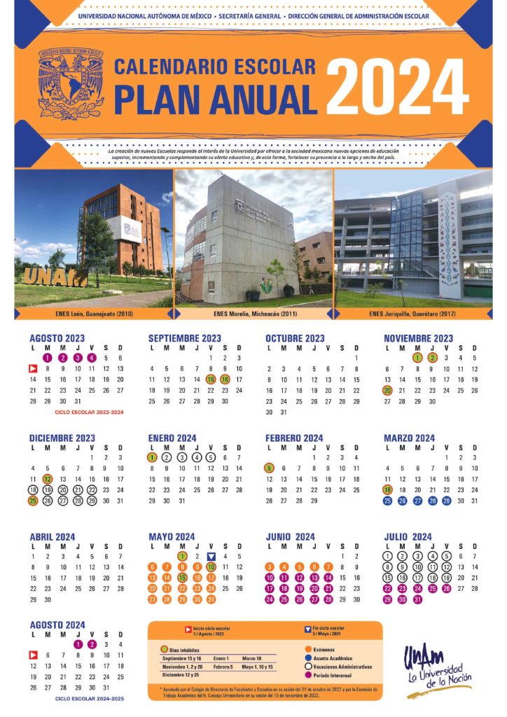 calendario anual 2024 UNAM